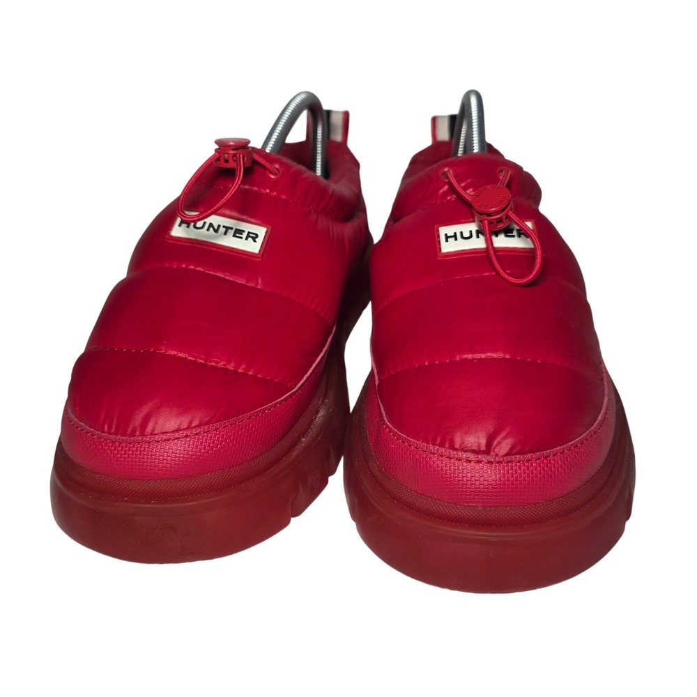 Hunter Intrepid Puffer Low Top Shoes Red Quilted Platform Slip On Sneakers Sz 10 - Picture 2 of 10